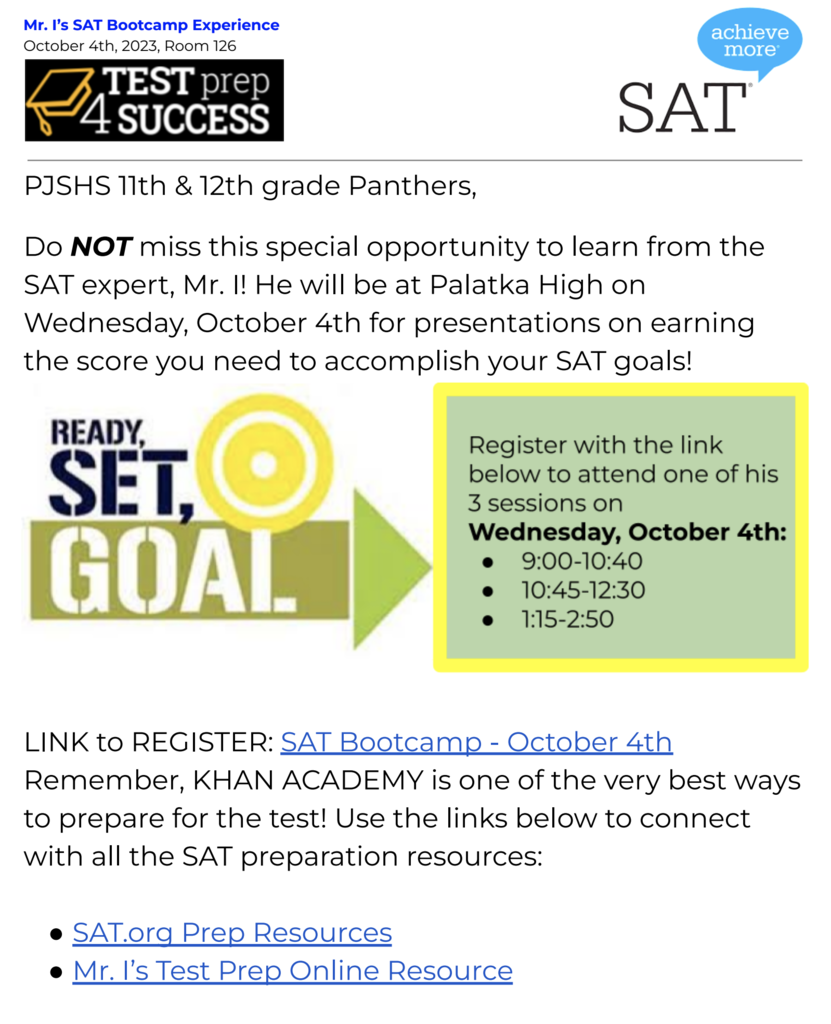 SAT Bootcamp at PJSHS