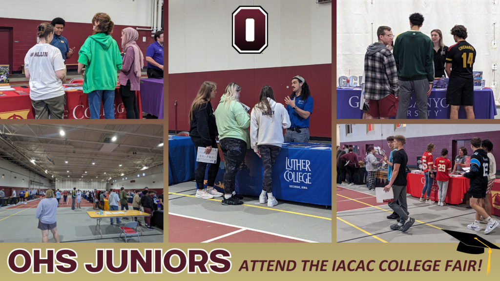 🎓📚 On September 25, Oskaloosa High School juniors attended the IACAC (@Iowa Association for College Admission Counseling) College Fair held at Central College in Pella. Our students had the incredible opportunity to connect with representatives from various colleges across Iowa and neighboring states! One college rep stated, "I am so impressed with Oskaloosa students. They have great eye contact and are asking very important questions.” Our juniors left the fair with a wealth of valuable information to help them plan their post-secondary journeys. Way to go, OHS juniors! 🎉