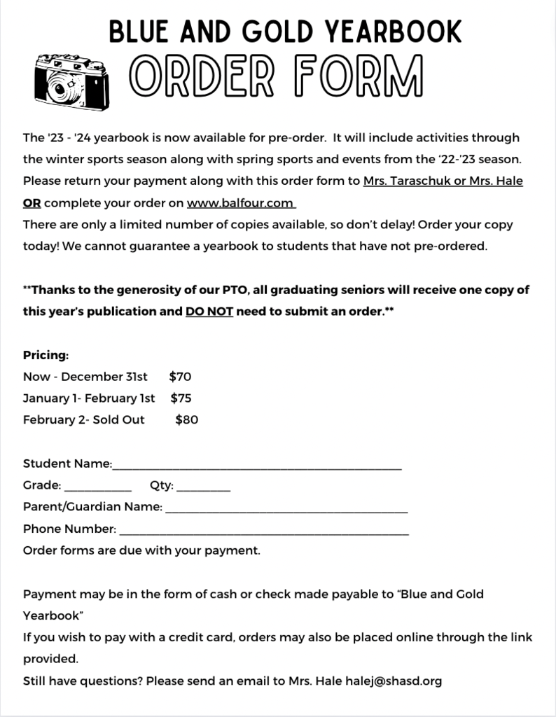 Year Book Order Form