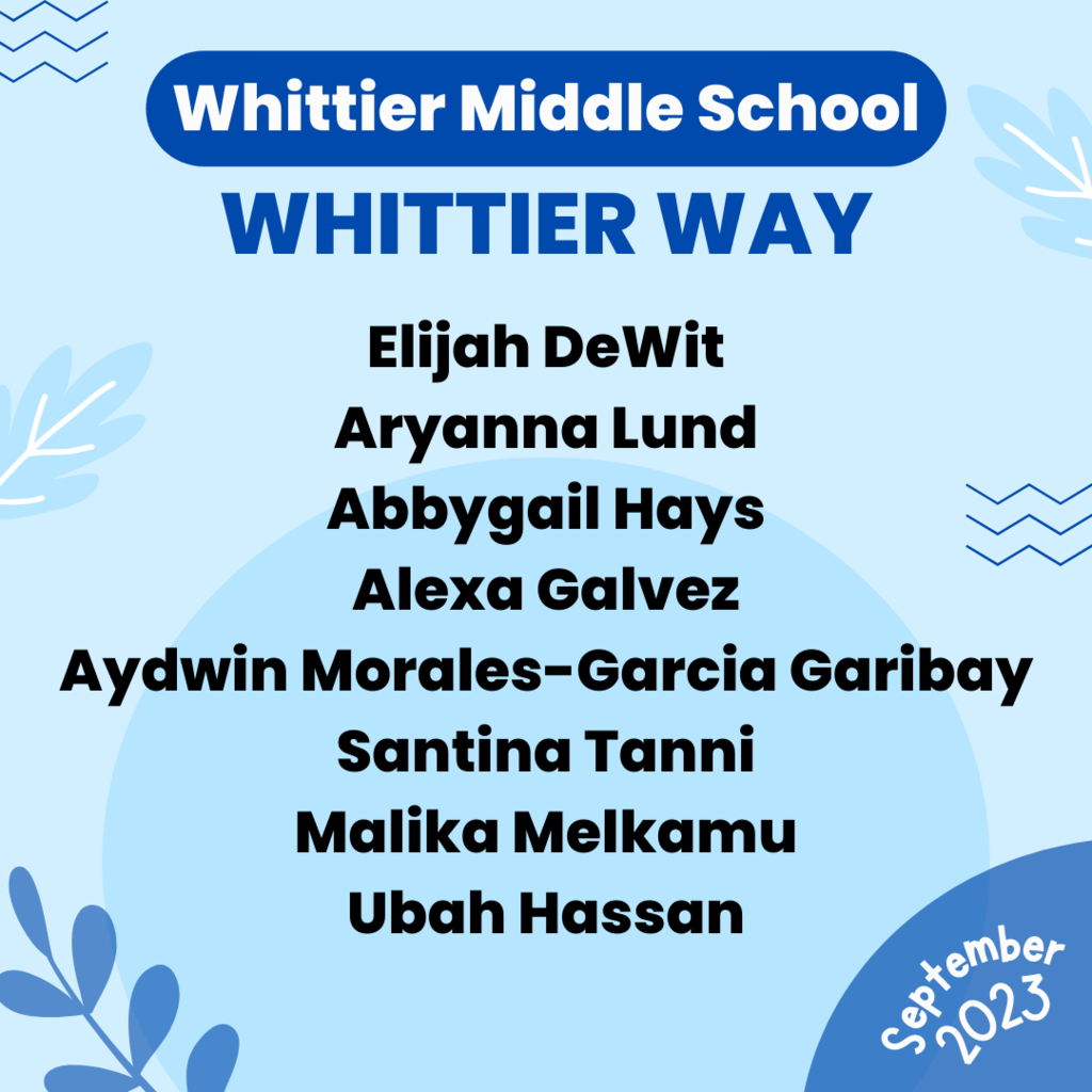 September Whittier Way winners