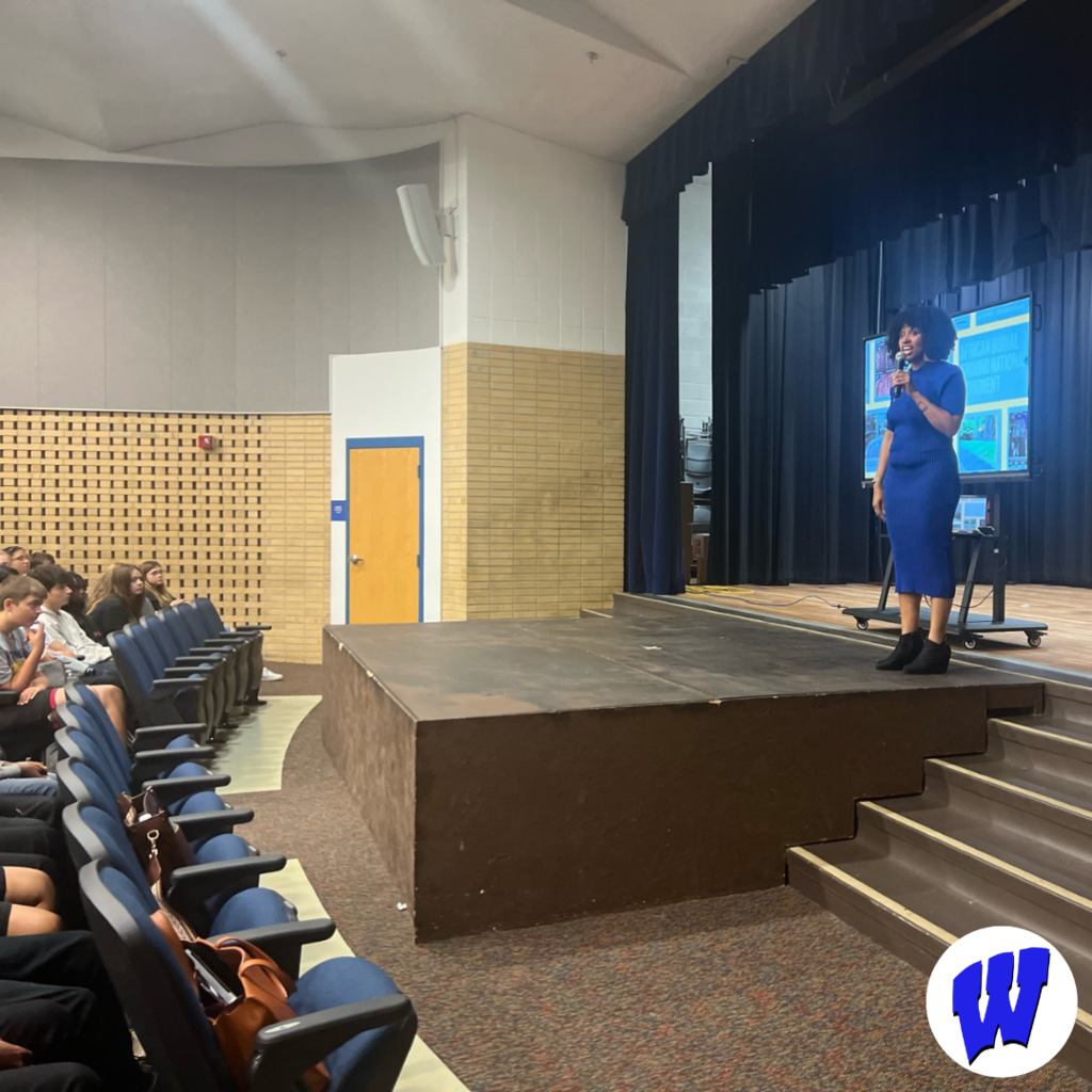 Pascale Sablan, architect, visited Whittier as guest speaker for 8th grade students.