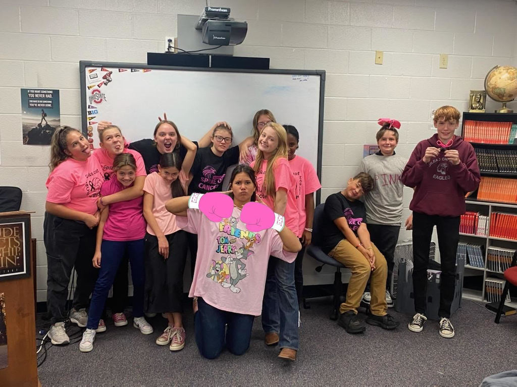 The Middle School Class is ready to Spike Out Cancer!