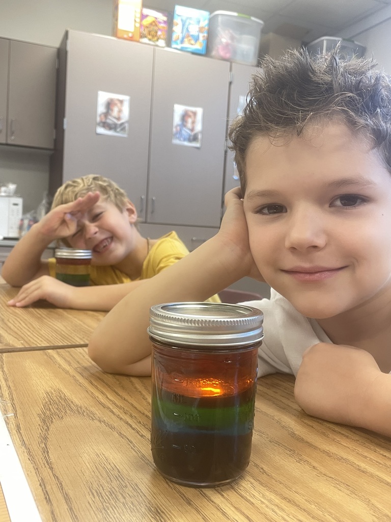 two boys showing their color experiement