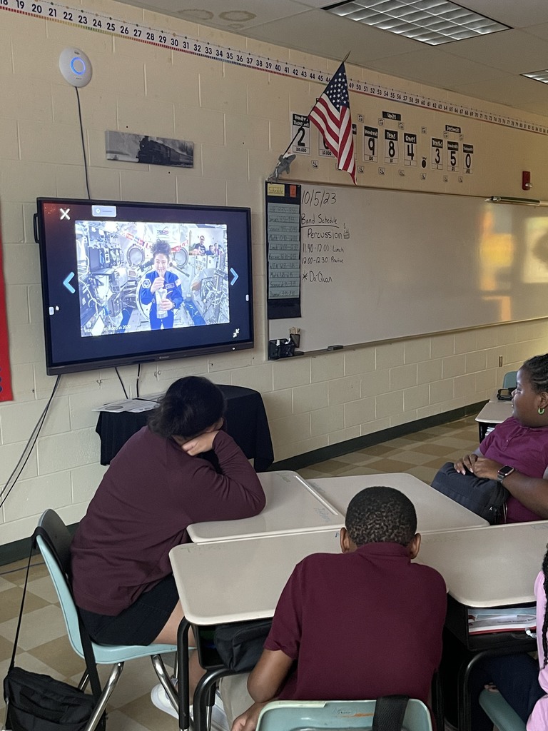 Class video chatting with the international space station