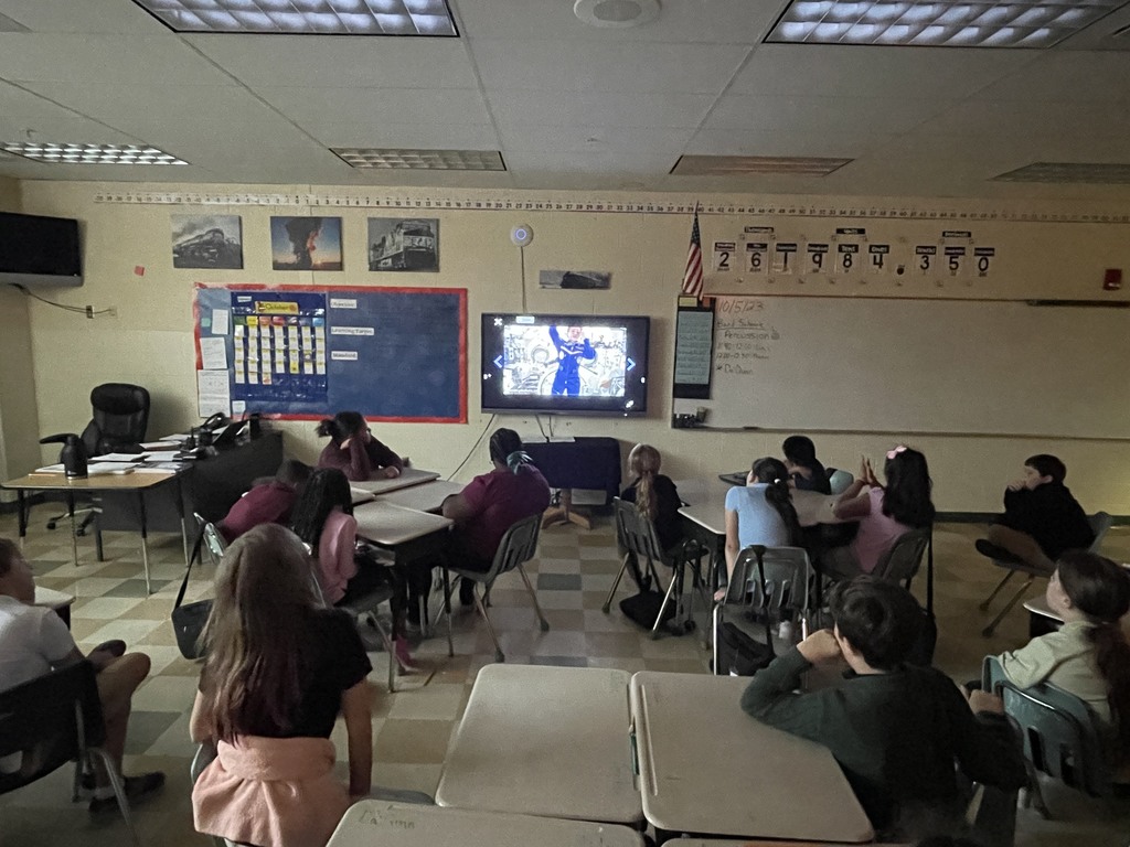 Class video chatting with International Space station