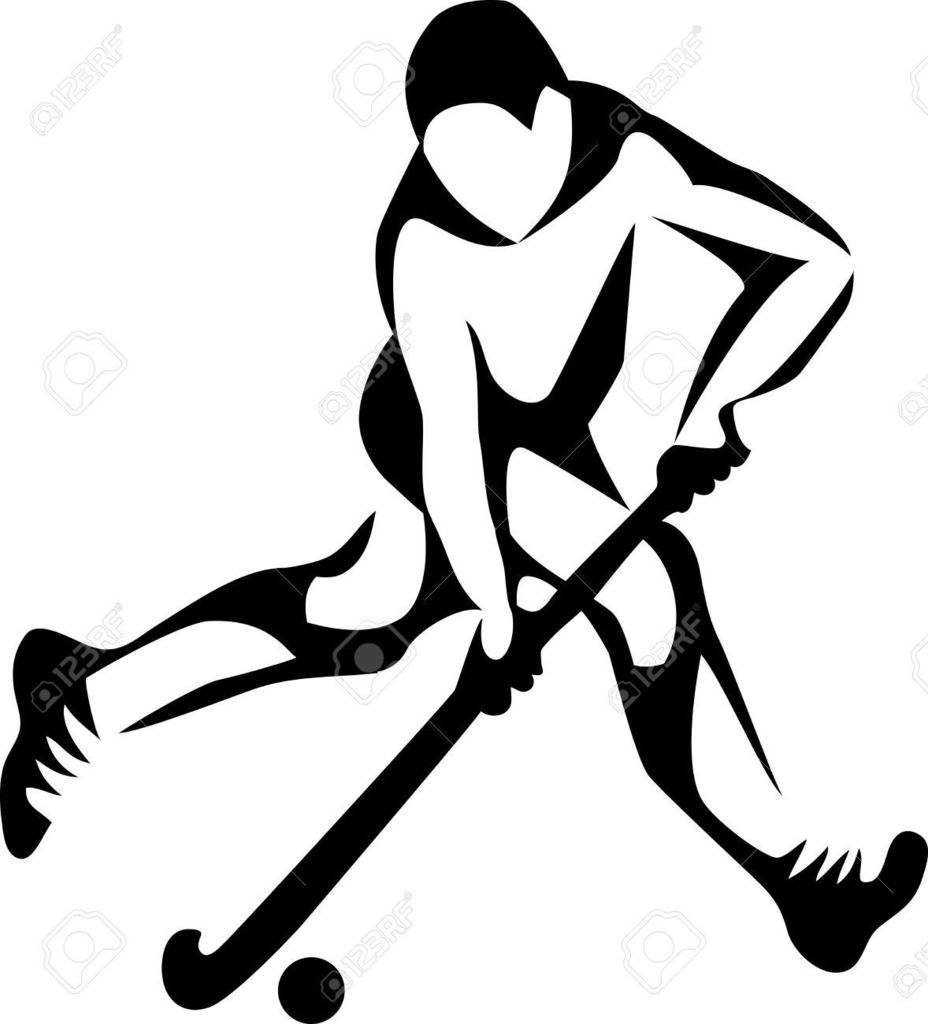 A clipart image of a field hockey player.