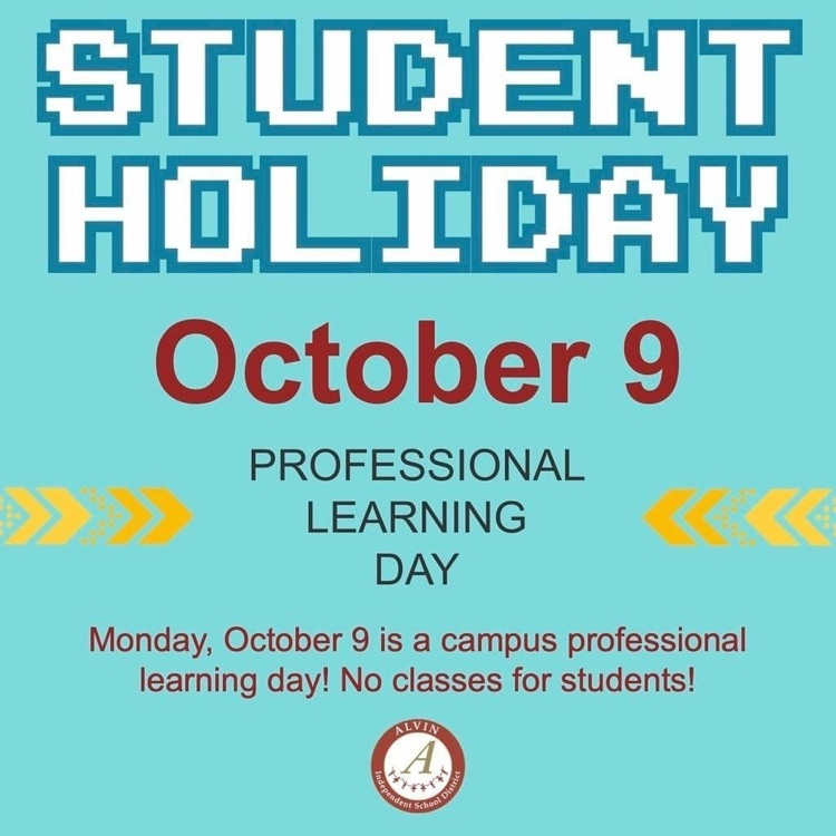 student holiday on September 9th due to a professional learning day