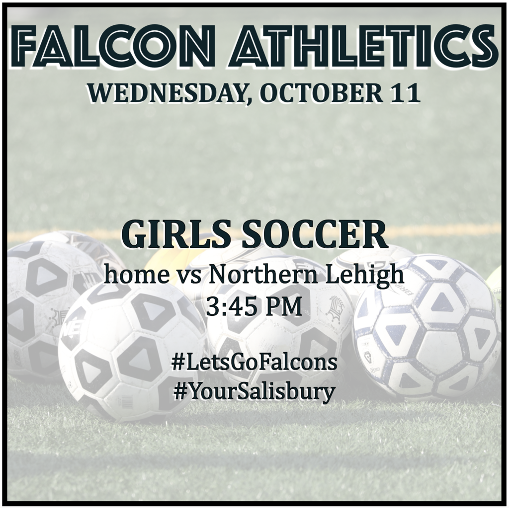 GIRLS SOCCER home vs Northern Lehigh: 3:45 PM.