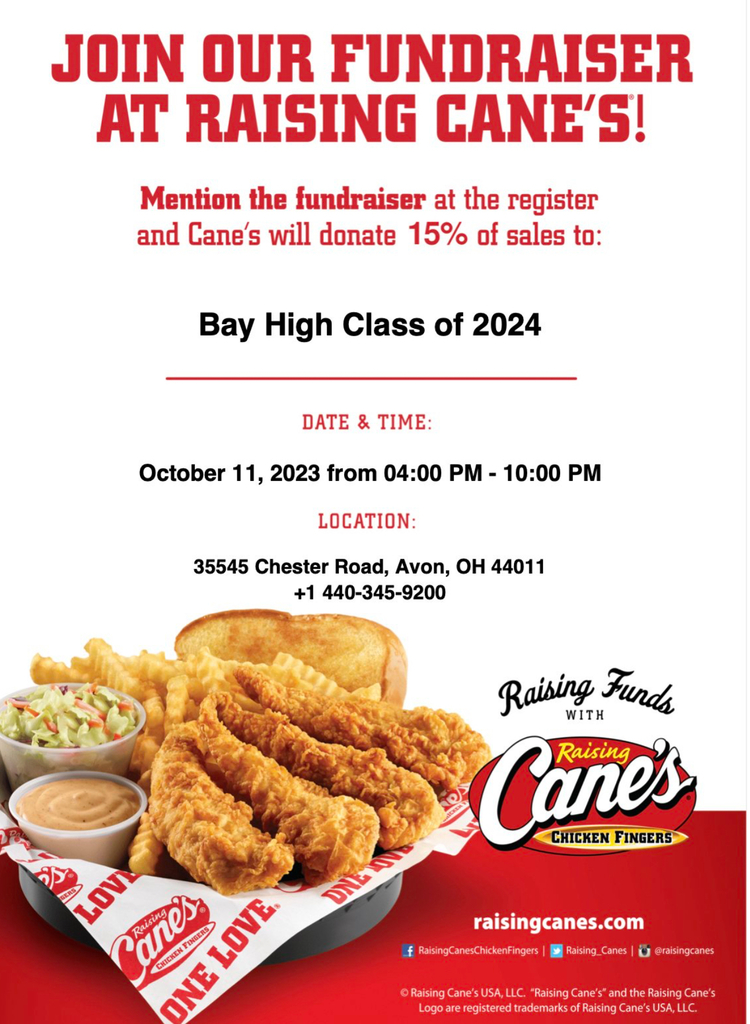 Cane's fundraiser flyer