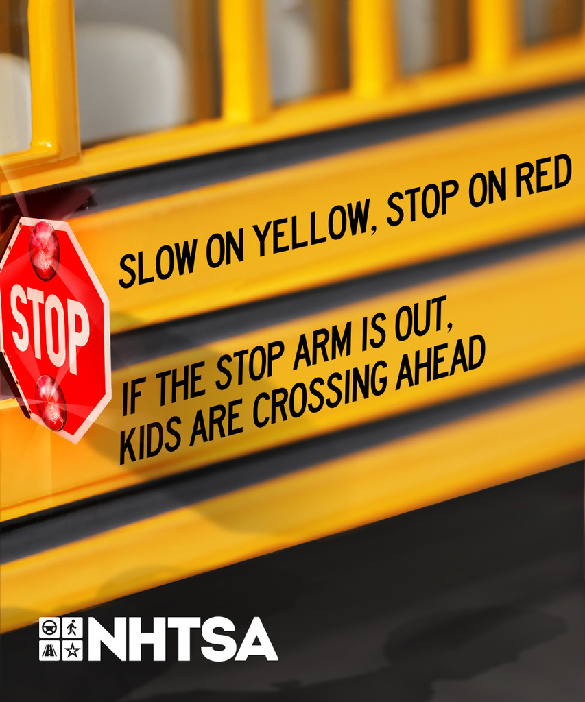 Red Lights Mean STOP See attached image... Bus Safety Reminders! - Look both ways before crossing the street. - Always obey the bus driver and wait for the driver's signal before crossing. - Always cross at least 10 feet in front of the school bus. - Keep your feet on the floor and never extend your hands, arms, or head outside of the bus window. - Remain seated while the bus is moving.