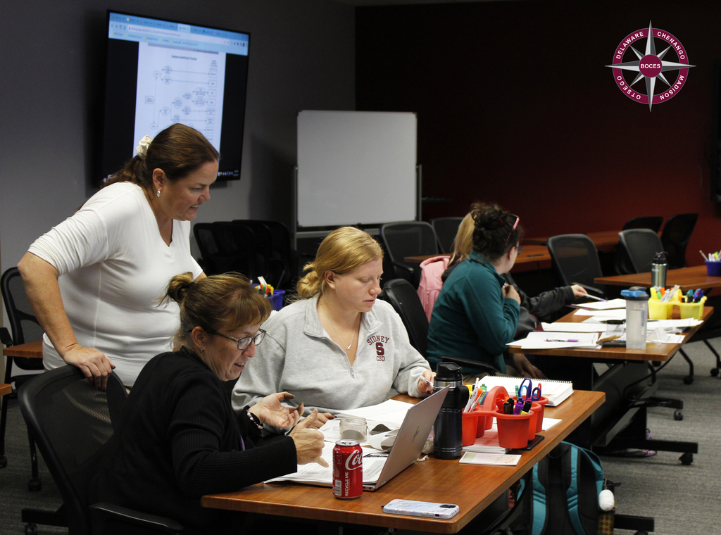 Instructor Betsy Hartnett helps teachers in a workshop