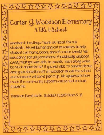 Candy Donation flyer in English