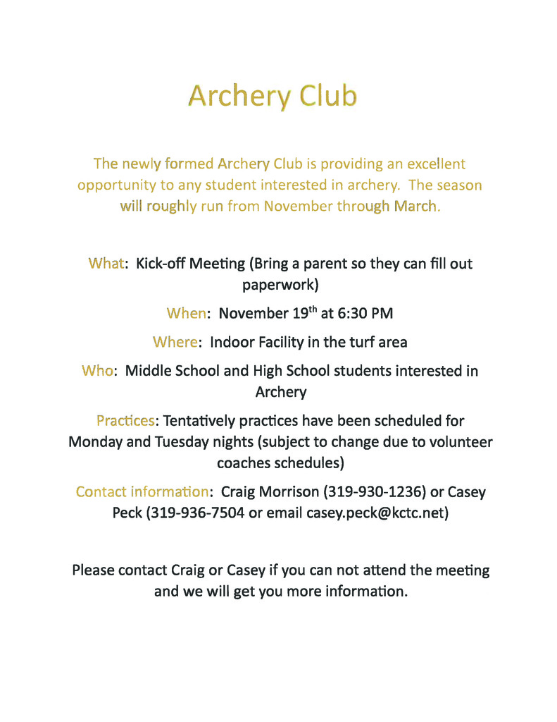 archery club meeting details