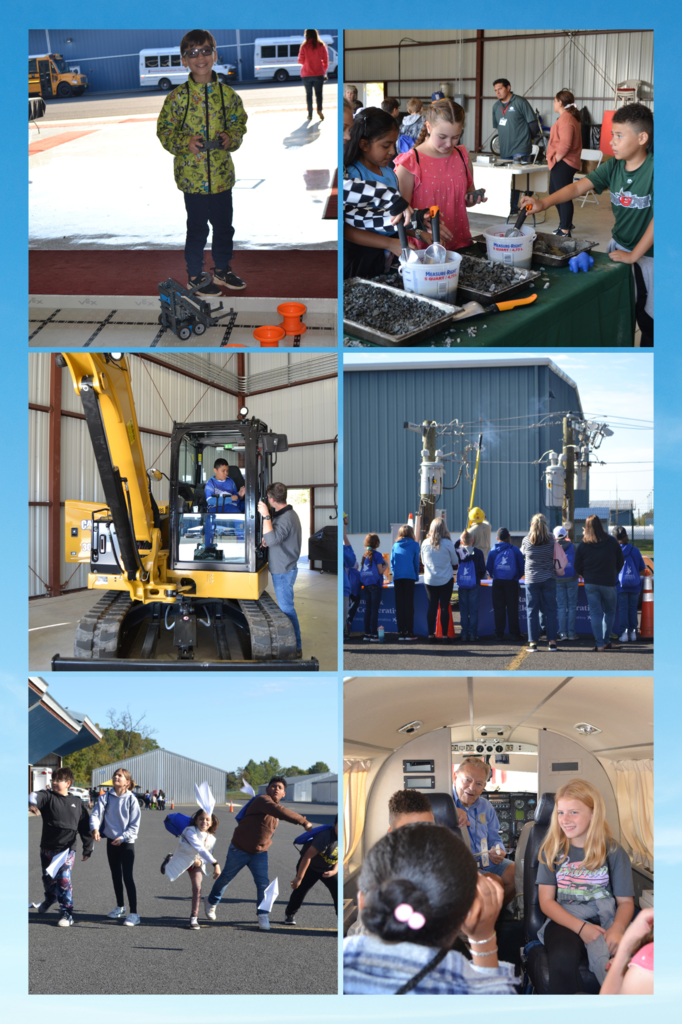 A collage of pictures of the various exhibits from Airfest STEM.