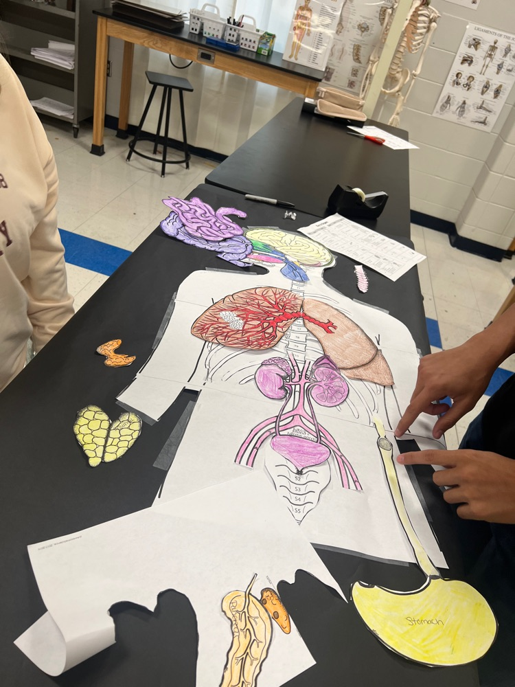 Students working on piecing the results thanks together.