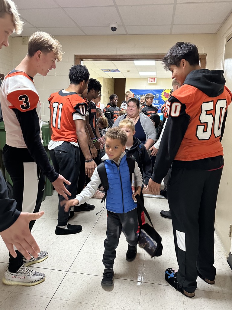 UTHS Football students with Bowlesburg students