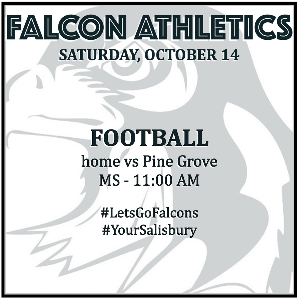 FOOTBALL home vs Pine Grove: MS 11:00 AM.