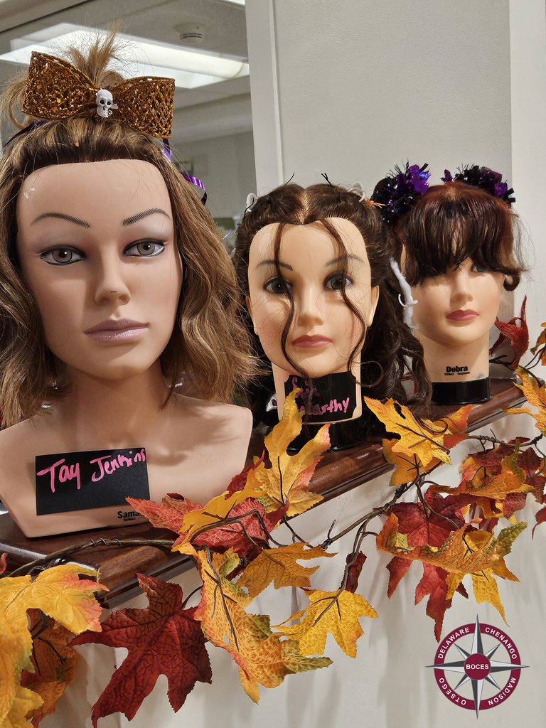hairdressing mannequins with Halloween hair