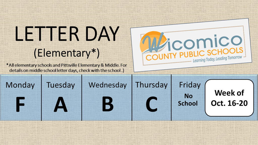 Letter days for October 16 to 20