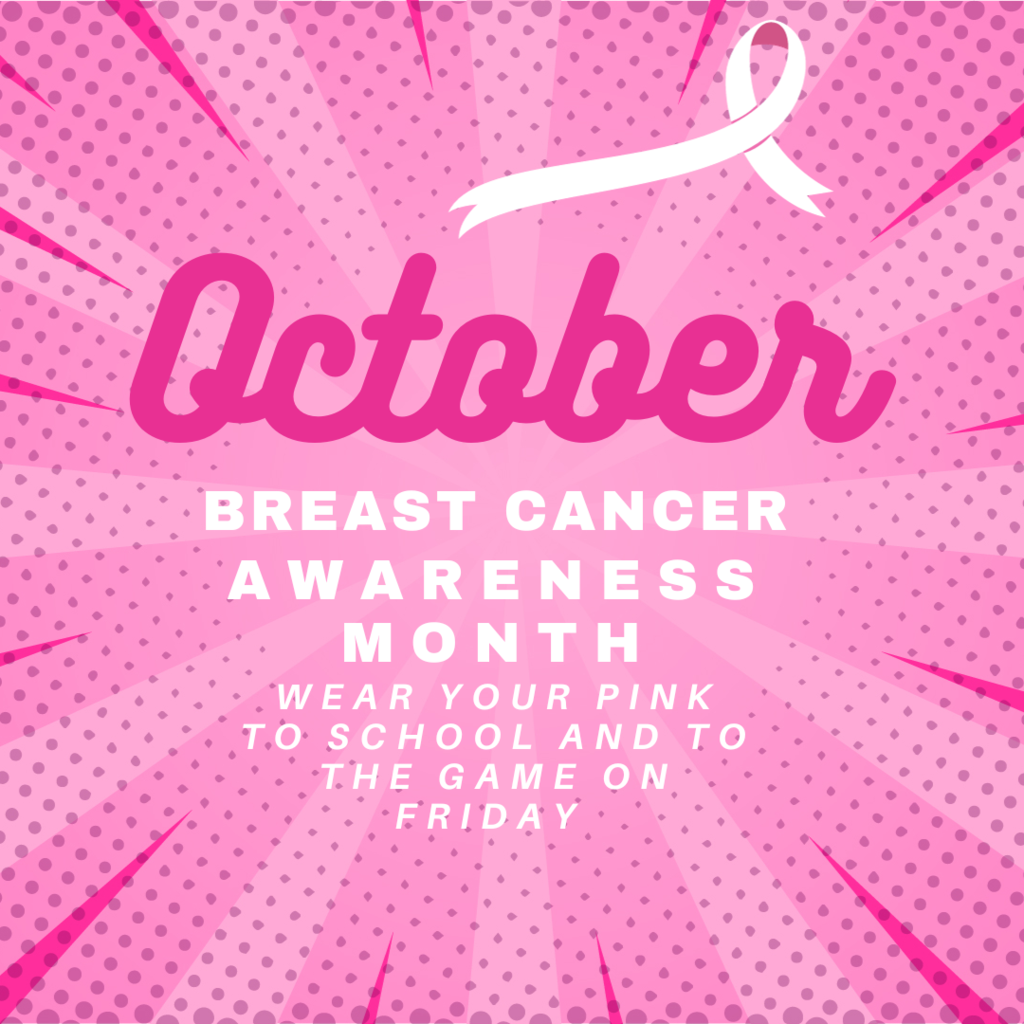 This Friday night's football game at Warrior Stadium is Breast Cancer Awareness. Wear your pink to the game!