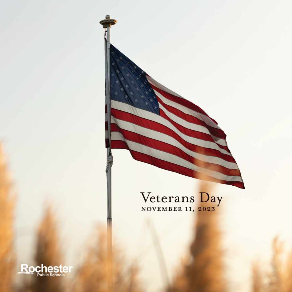 american flag with text stating veterans day november 11, 2023
