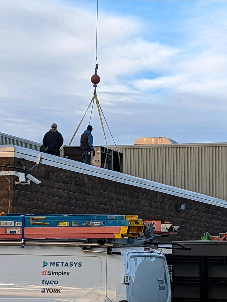 HVAC being installed on the roof  