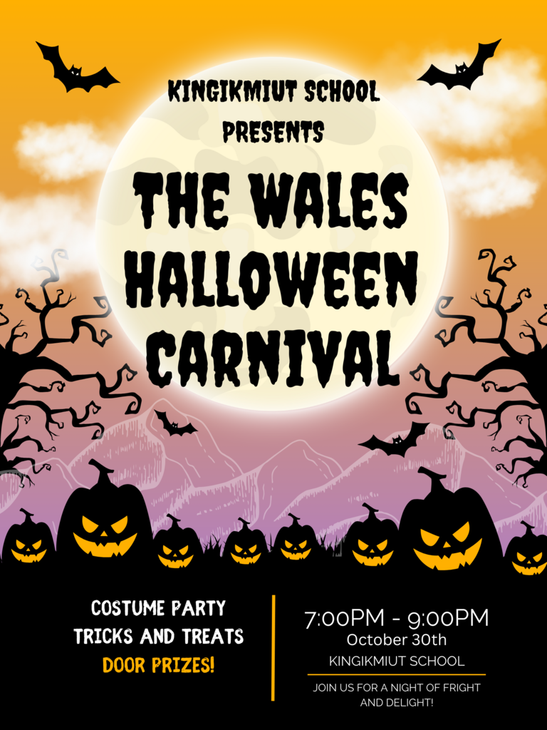 Poster for Halloween Carnival. Monday, October 30th from 7:00 to 9:00pm.