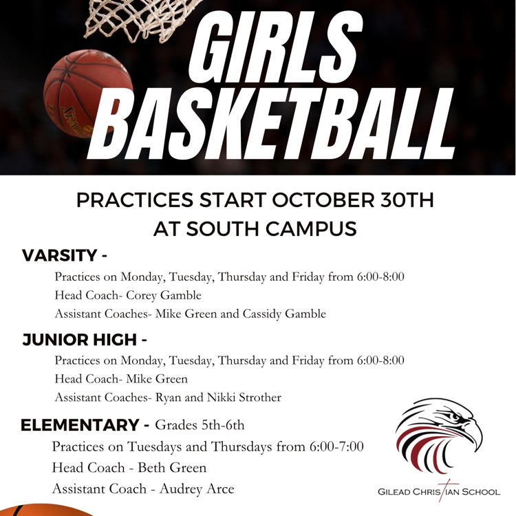 GCS Girls Basketball starting soon! Come on out Lady Eagles!! 🏀