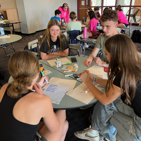 students at peer mento training