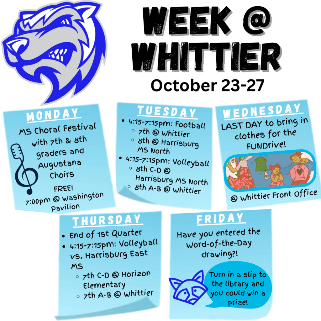 Weekly Whittier Calendar of events for October 23-27