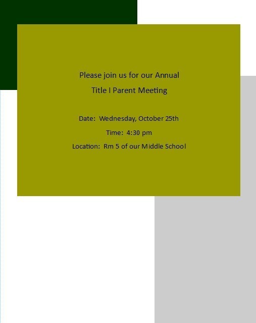 Title I Parent Meeting