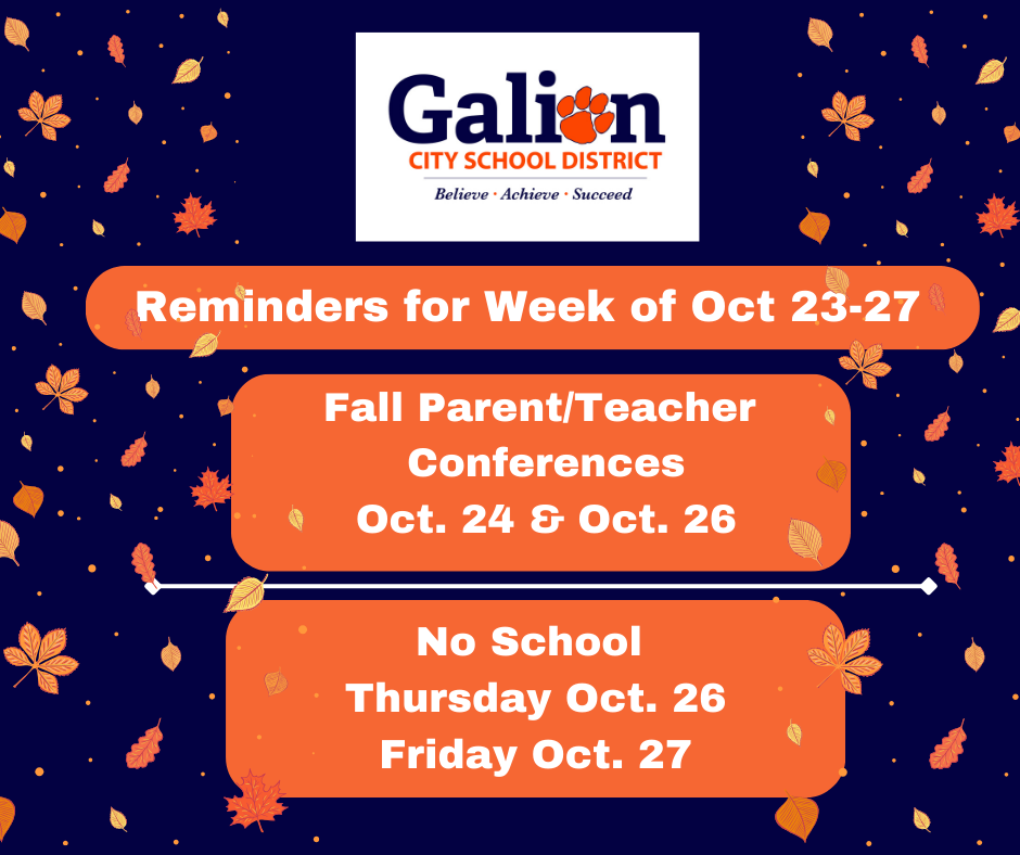 Reminders for Week of Oct 23-28