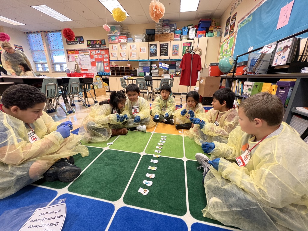 students working in groups to complete tasks
