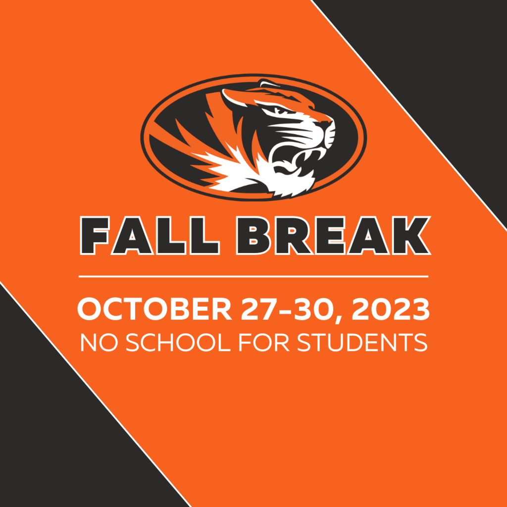 Orange stripe with the words "FALL BREAK, OCTOBER 27-30, NO SCHOOL FOR STUDENTS."