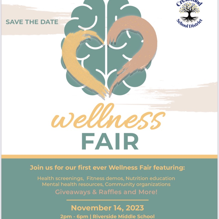 flyer of Wellness Fair Nov 14, 2023 2-6pm at Riverside Middle School 