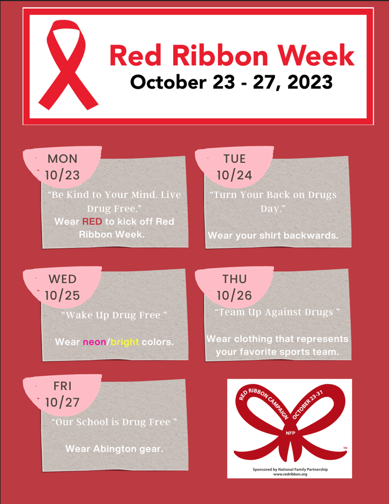 red ribbon; drug free