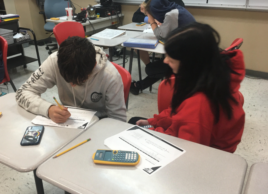Mrs. Higgins' Algebra 1 class is learning how to calculate statistics.