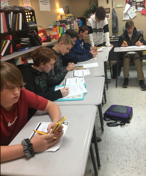 Mrs. Higgins' Algebra 1 class is learning how to calculate statistics.