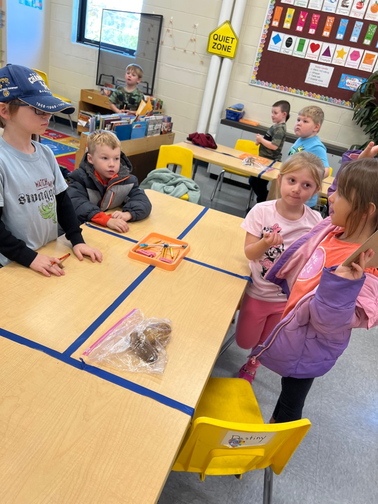 1st grade students using observations and data collection to explore changes in potatoes based on their growing environments.
