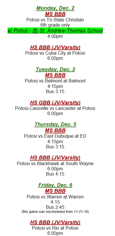 Week of December 2nd