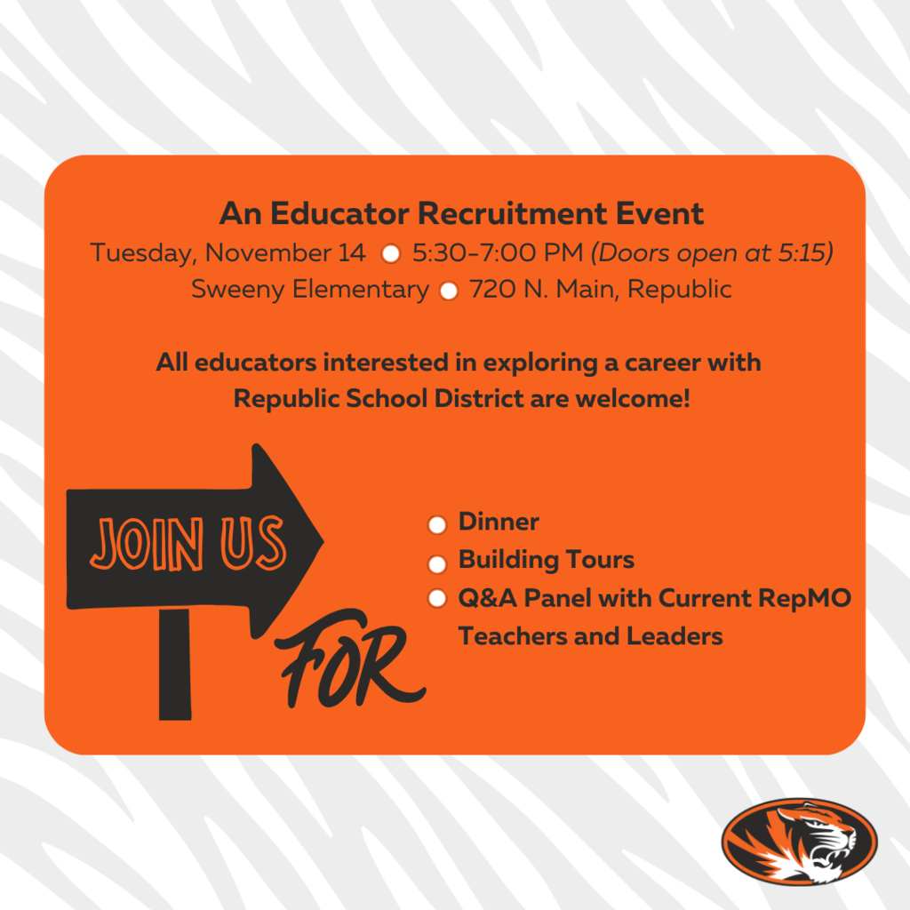 Tiger stripe background with an orange box an details about the event
