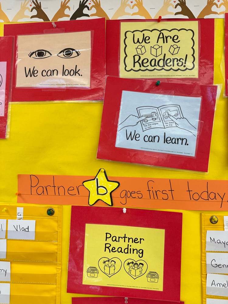 partner reading bulletin board