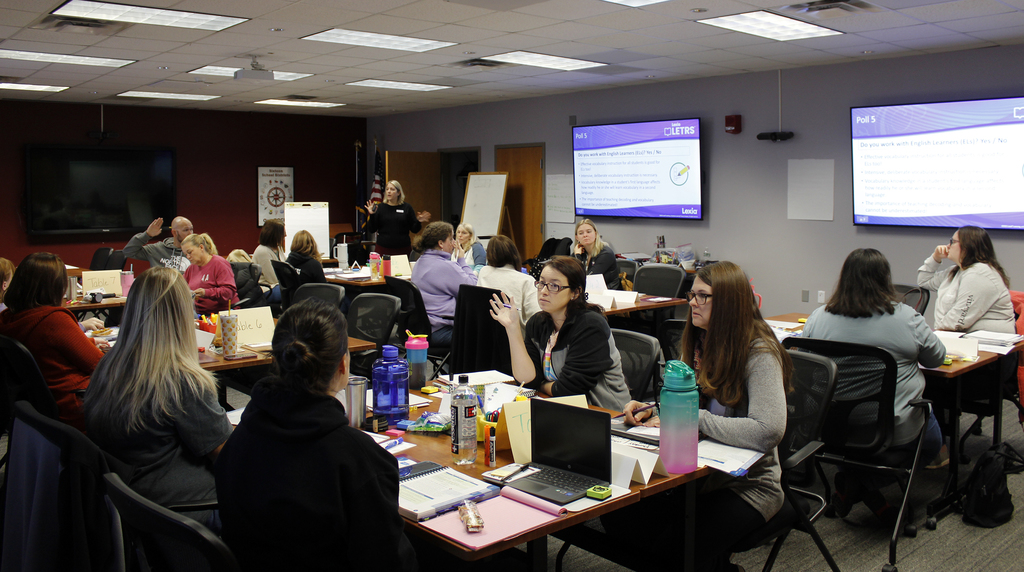 Karen Ocques, LETRS Professional Learning Facilitator, leads a training session at the DCMO BOCES Supoort Services Center.