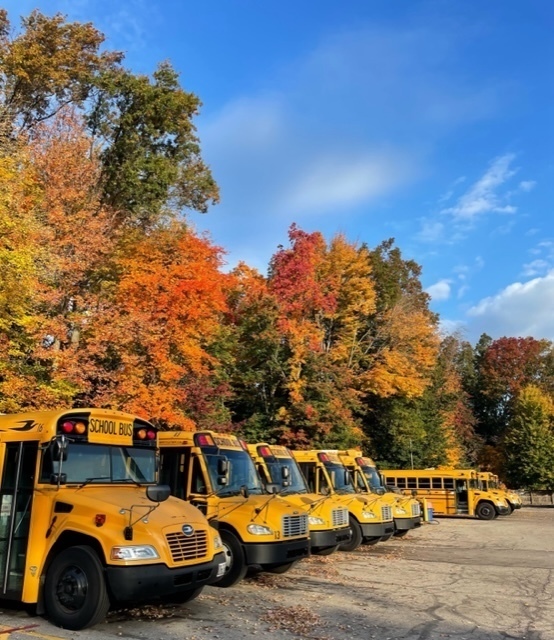 Fall photo with school buses