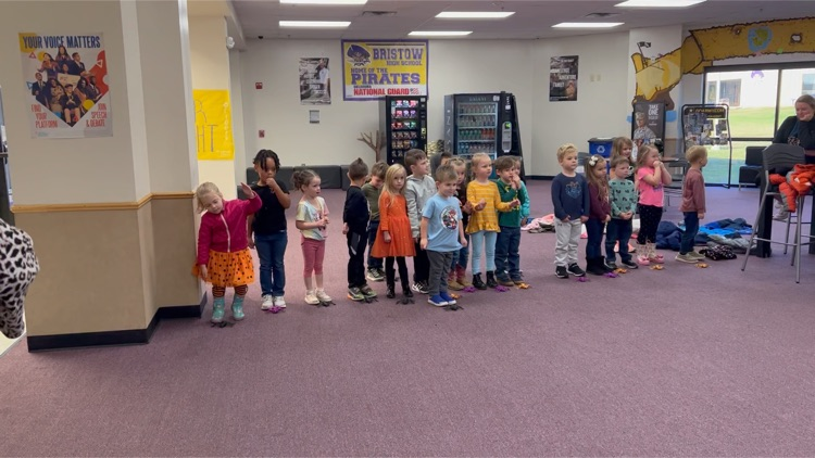 Mrs. Mattox’s pre-k class visited the high school to sing Halloween songs they have learned. 
