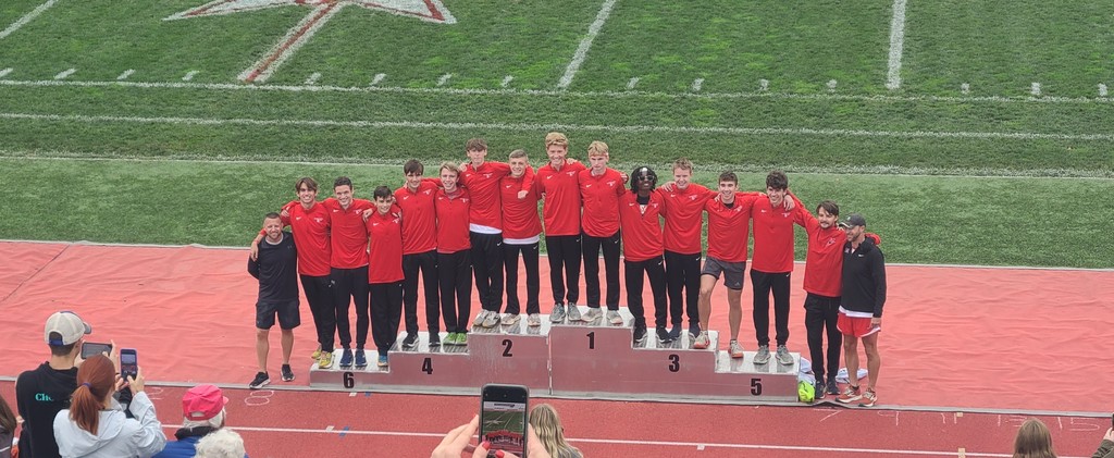 THS boys cross country team at regional podium.