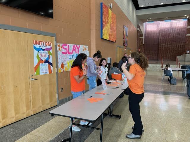Students participate in a Unity Day activity.
