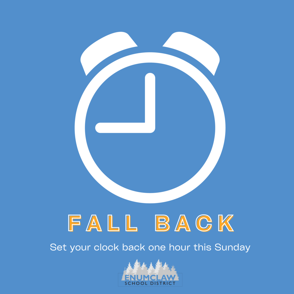 Clock outline. Fall Back. Set your clocks back one hour this Sunday.