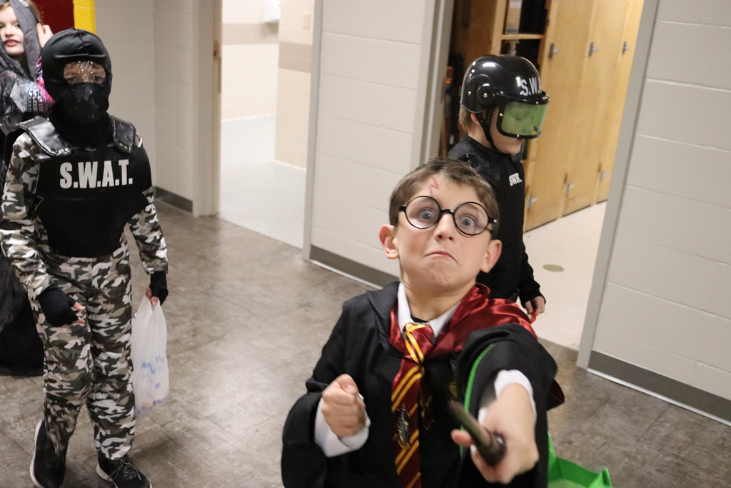 Elementary Students dressed up for Halloween
