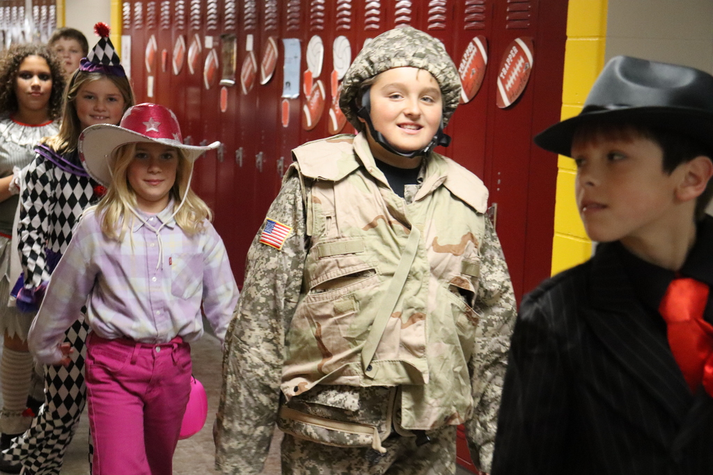 Elementary Students dressed up for Halloween